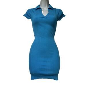Princess Polly Blue Ribbed Bodycon Maxi Dress